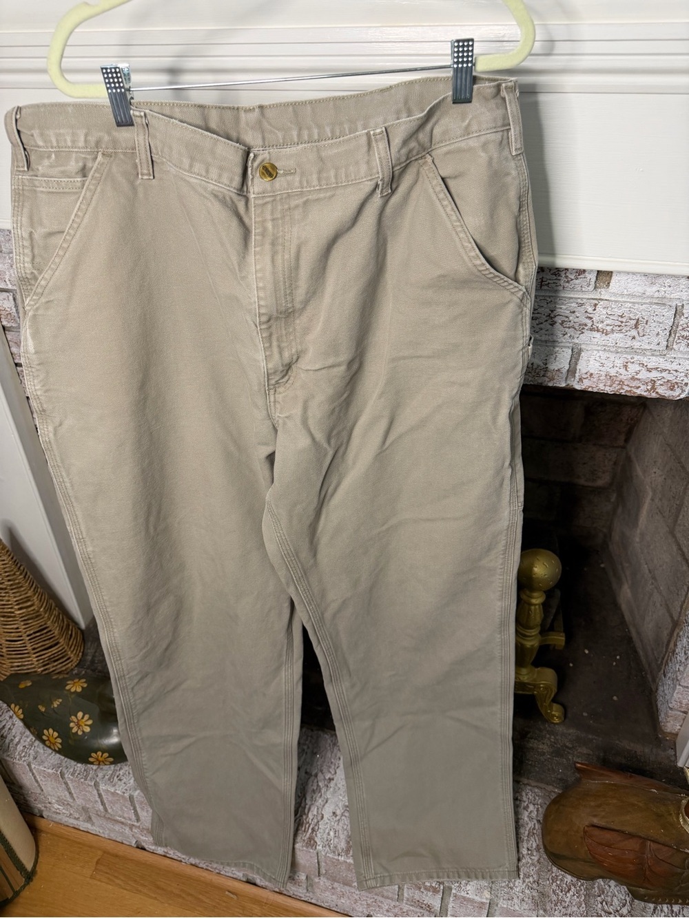 Carhartt Beige Workwear Pants Original Dungaree Fit 40 x 34